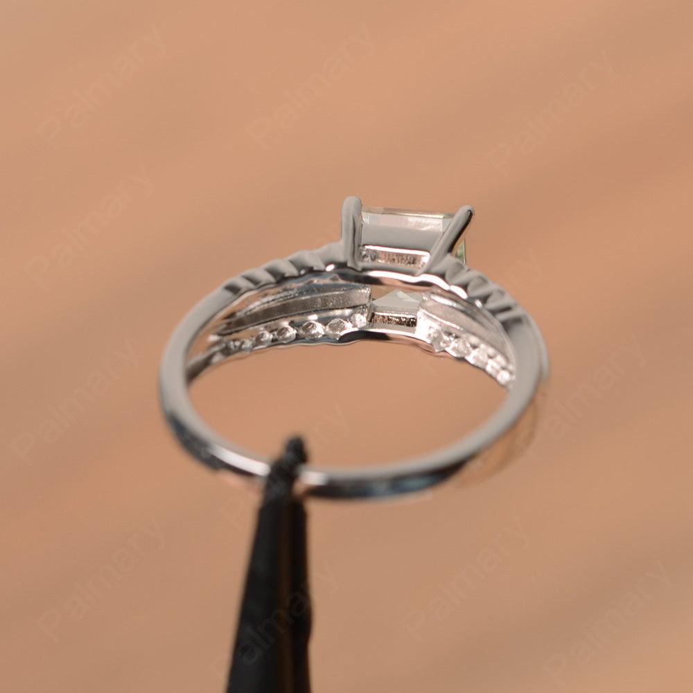 Square Cut Green Amethyst Engagement Rings - Palmary