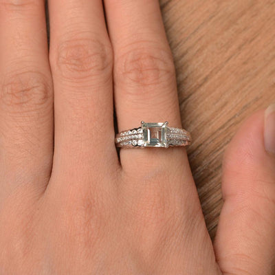 Square Cut Green Amethyst Engagement Rings - Palmary