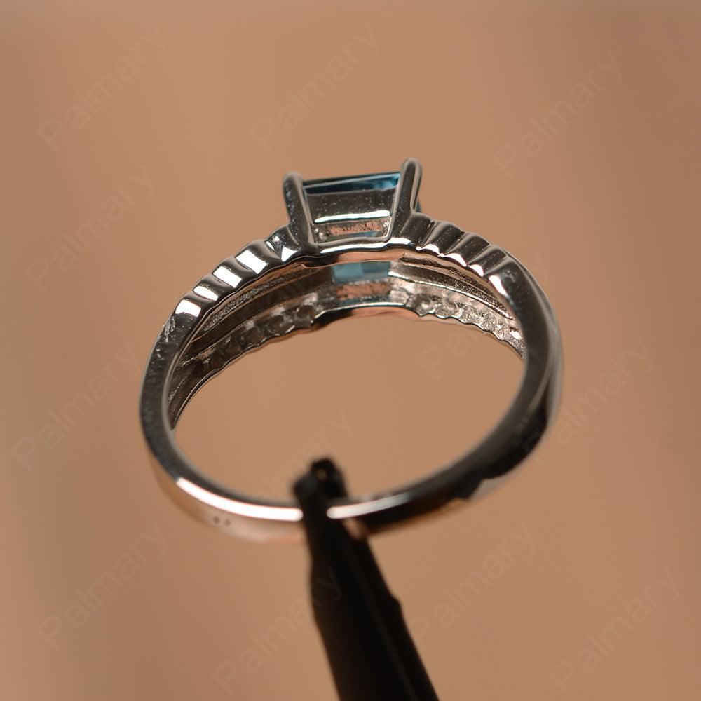Princess Cut London Blue Topaz Engagement Rings - Palmary