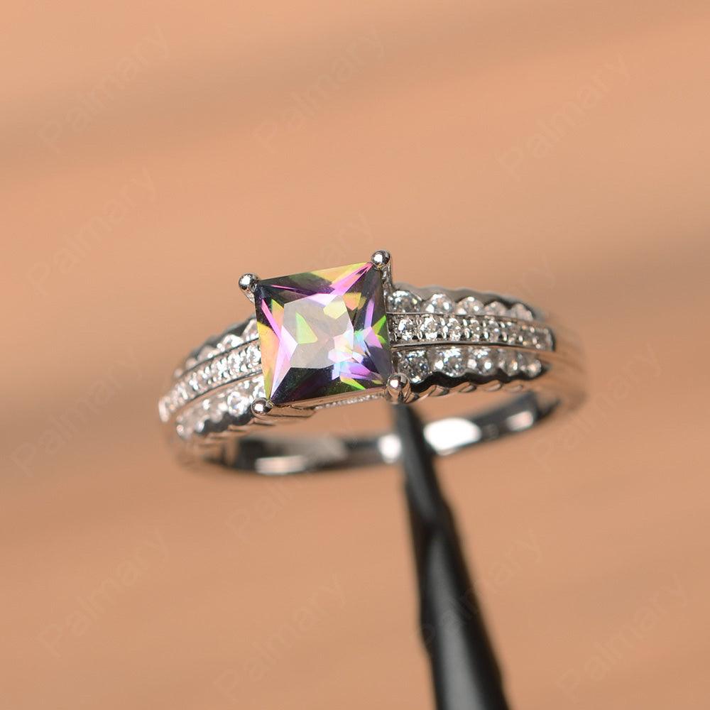 Princess Cut Mystic Topaz Engagement Rings - Palmary