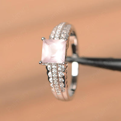 Princess Cut Rose Quartz Engagement Rings - Palmary