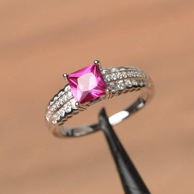 Princess Cut Ruby Engagement Rings - Palmary