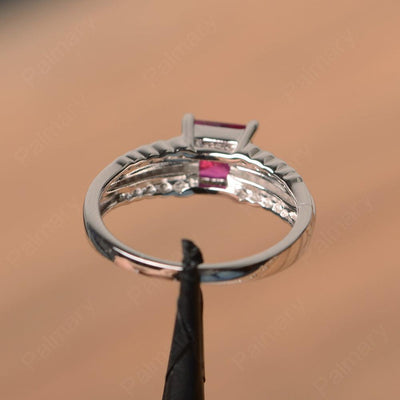 Princess Cut Ruby Engagement Rings - Palmary