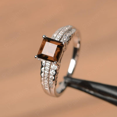 Square Cut Smoky Quartz  Engagement Rings - Palmary