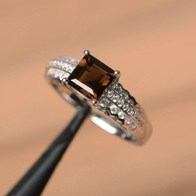 Square Cut Smoky Quartz  Engagement Rings - Palmary