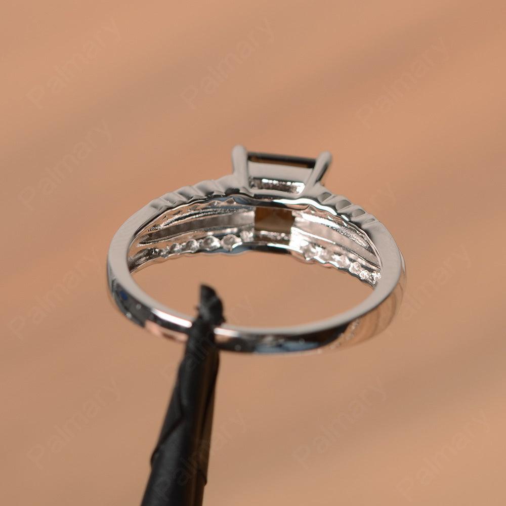 Square Cut Smoky Quartz  Engagement Rings - Palmary