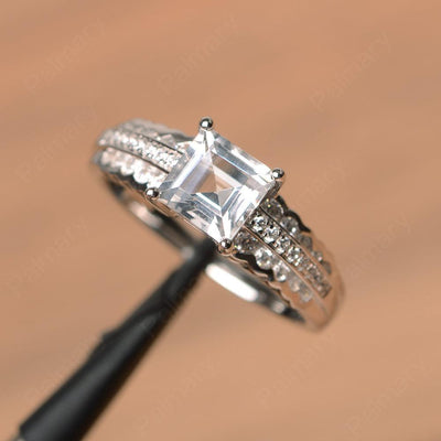 Square Cut White Topaz Engagement Rings - Palmary