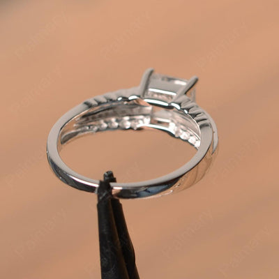 Square Cut White Topaz Engagement Rings - Palmary