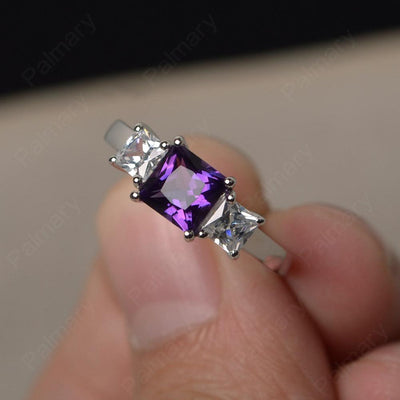 Three Stone Amethyst Promise Rings - Palmary
