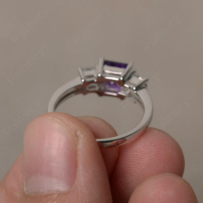 Three Stone Amethyst Promise Rings - Palmary