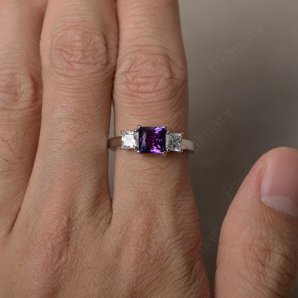 Three Stone Amethyst Promise Rings - Palmary