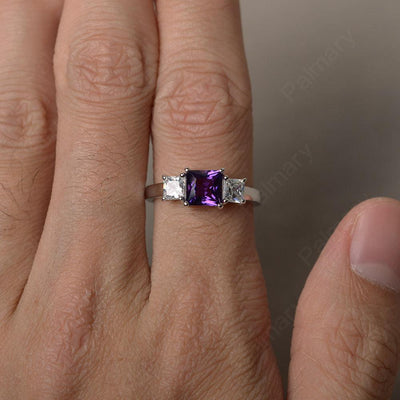 Three Stone Amethyst Promise Rings - Palmary