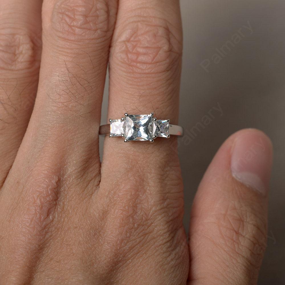 Three Stone Aquamarine Promise Rings - Palmary
