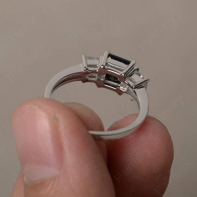 Three Stone Black Spinel Promise Rings - Palmary