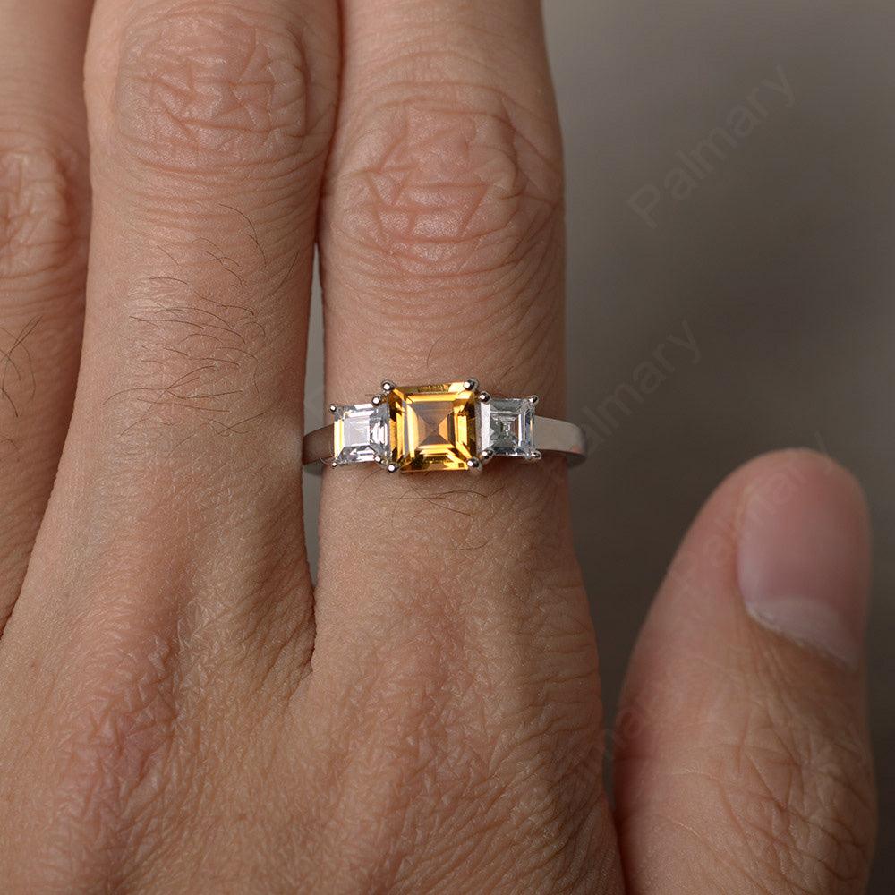 Three Stone Citrine Promise Rings - Palmary