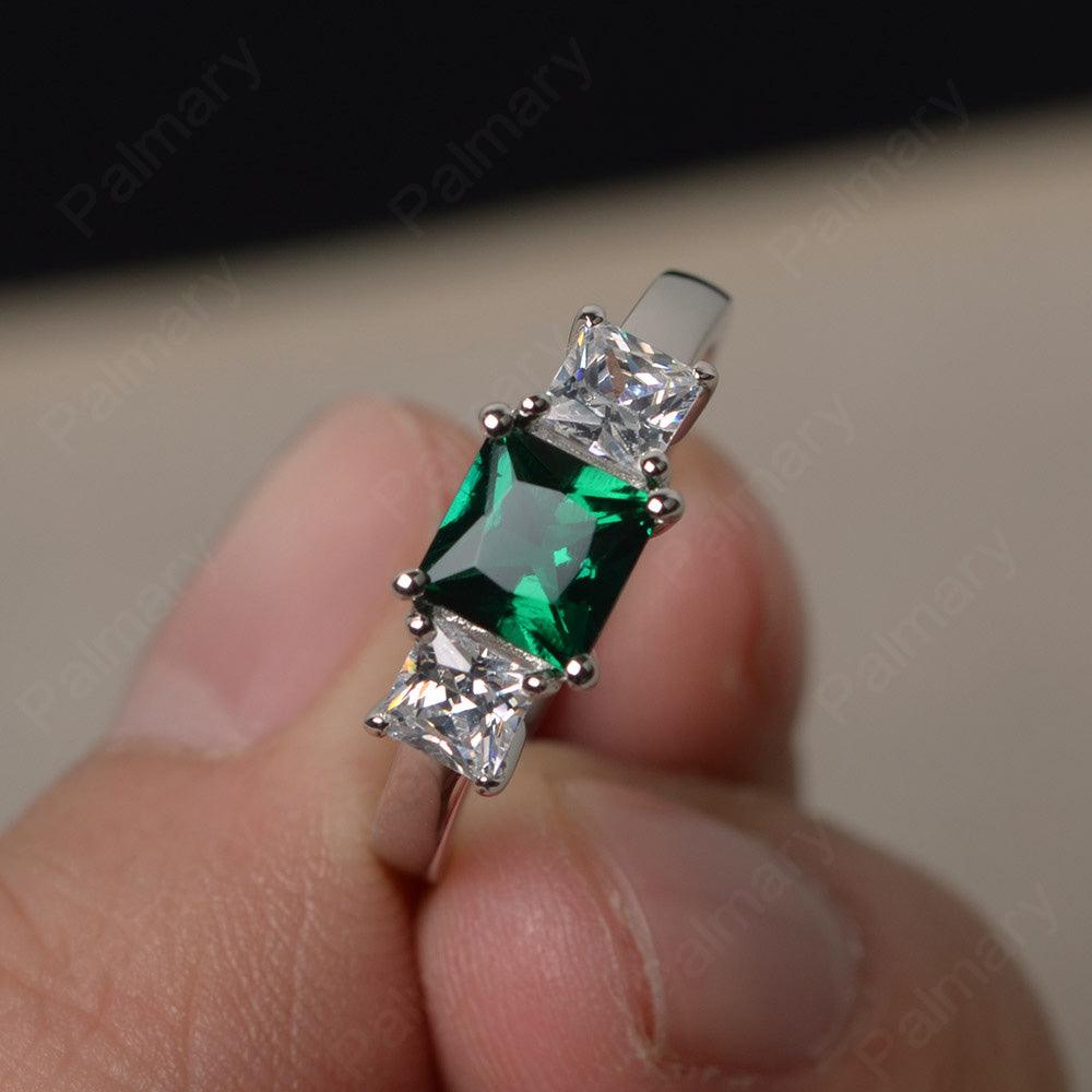 Three Stone Emerald Promise Rings - Palmary