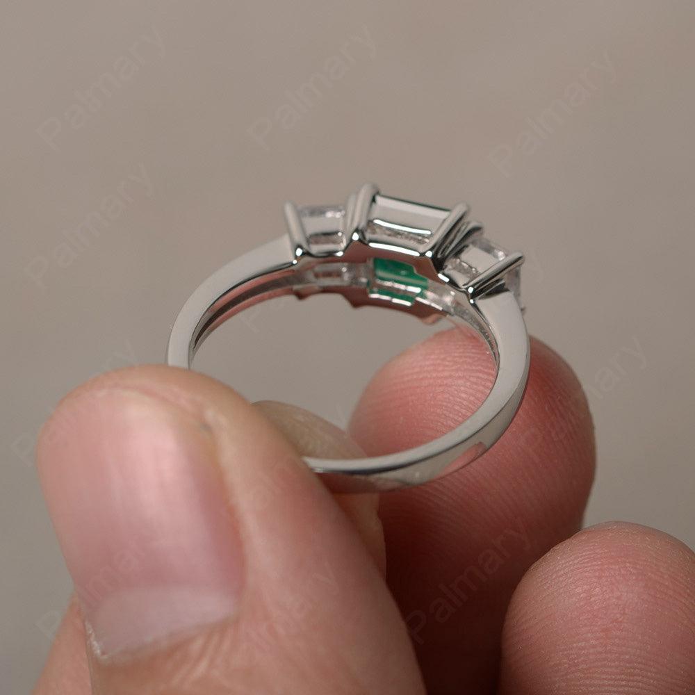Three Stone Emerald Promise Rings - Palmary