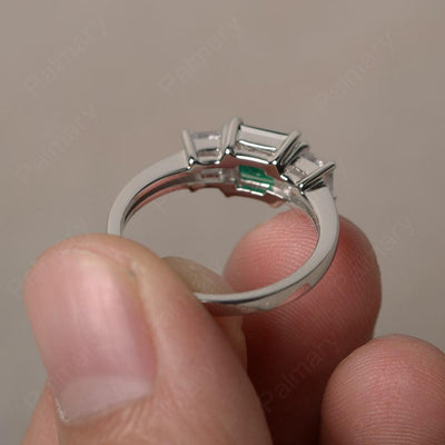 Three Stone Emerald Promise Rings - Palmary