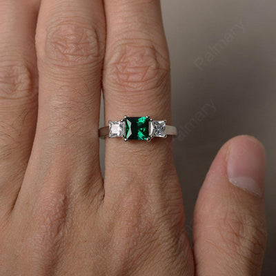 Three Stone Emerald Promise Rings - Palmary