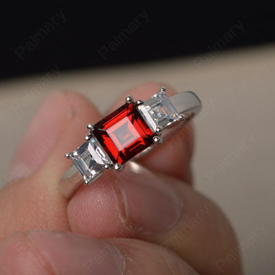Three Stone Garnet Promise Rings - Palmary