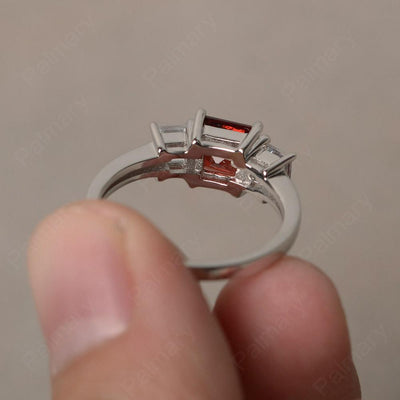 Three Stone Garnet Promise Rings - Palmary