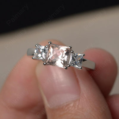 Three Stone Morganite Promise Rings - Palmary