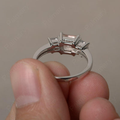 Three Stone Morganite Promise Rings - Palmary