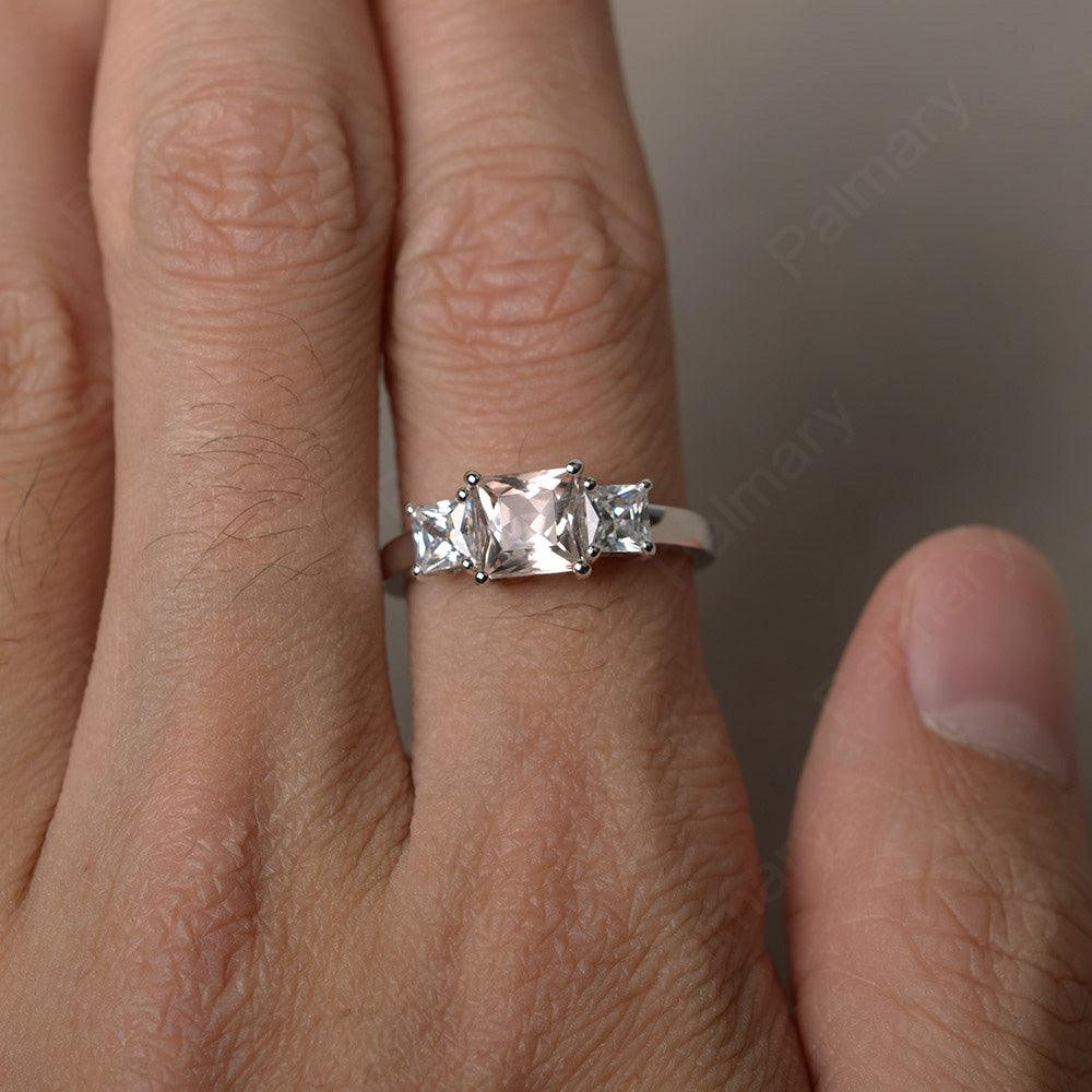 Three Stone Morganite Promise Rings - Palmary