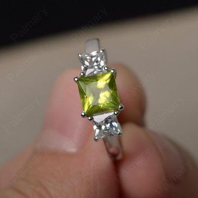 Three Stone Peridot Promise Rings - Palmary