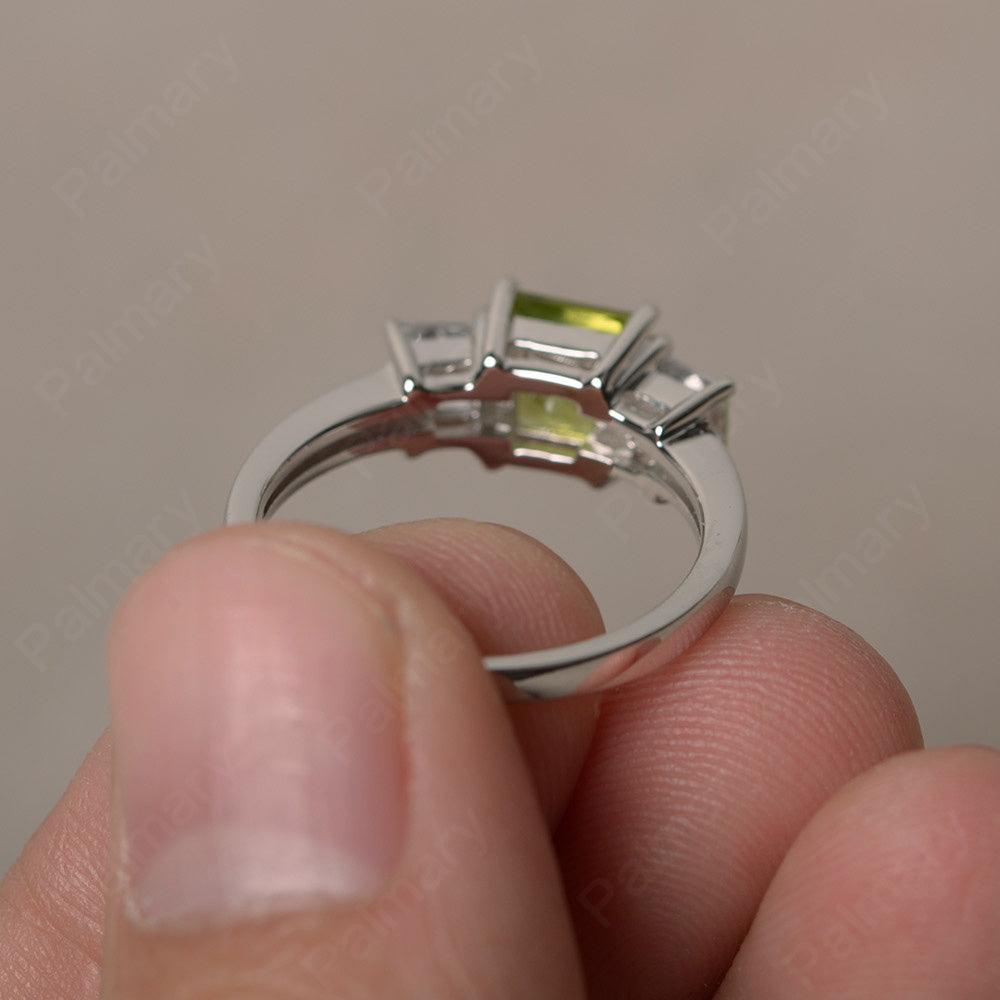 Three Stone Peridot Promise Rings - Palmary