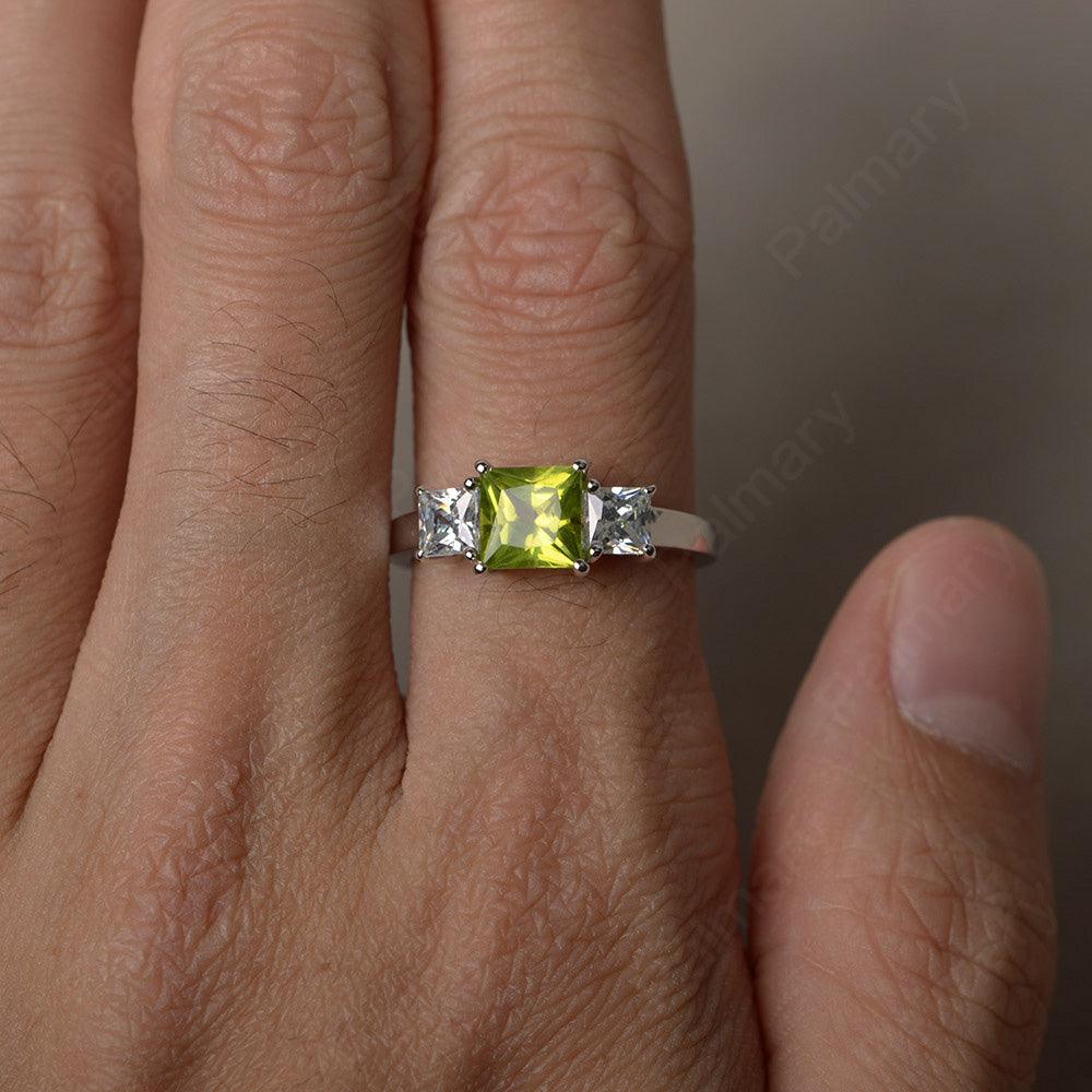 Three Stone Peridot Promise Rings - Palmary