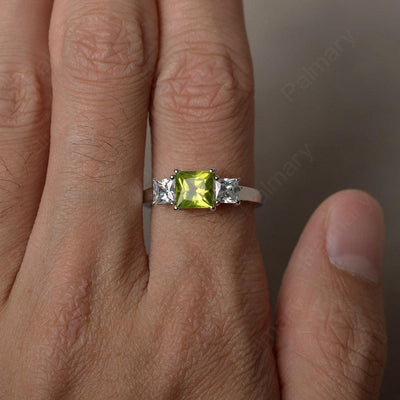Three Stone Peridot Promise Rings - Palmary