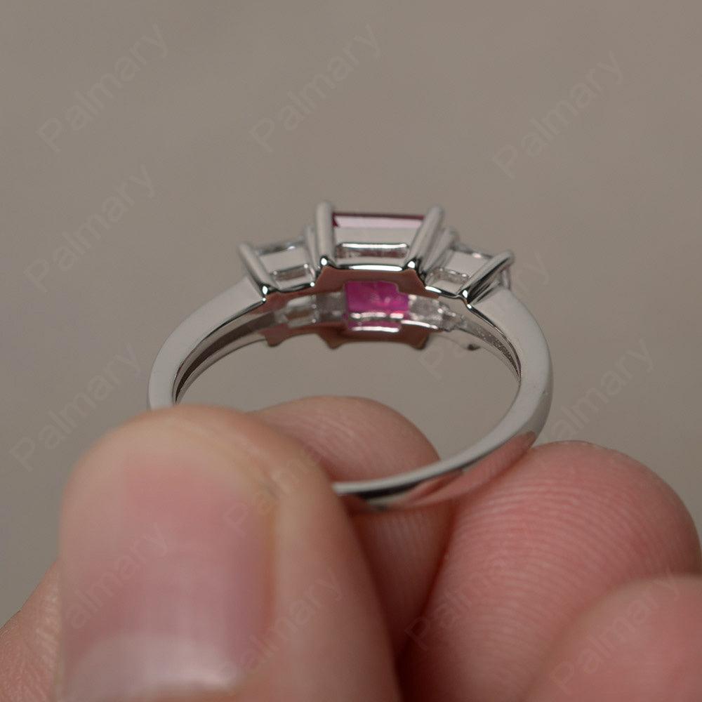 Three Stone Ruby Promise Rings - Palmary