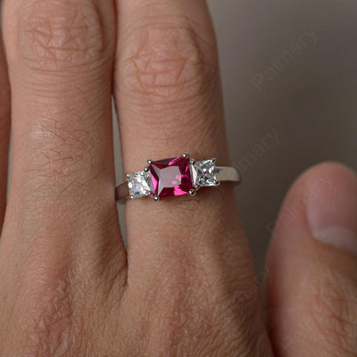 Three Stone Ruby Promise Rings - Palmary