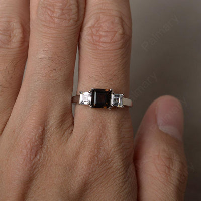 Three Stone Smoky Quartz  Promise Rings - Palmary