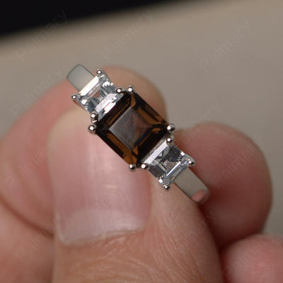 Three Stone Smoky Quartz  Promise Rings - Palmary