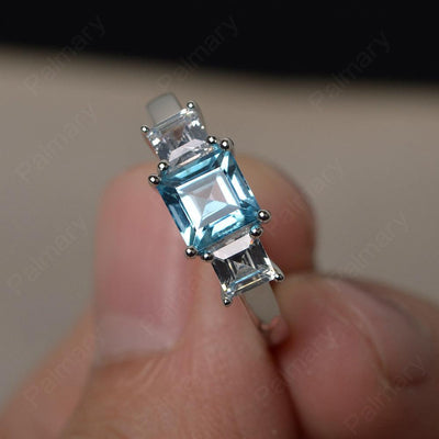 Three Stone Swiss Blue Topaz Promise Rings - Palmary