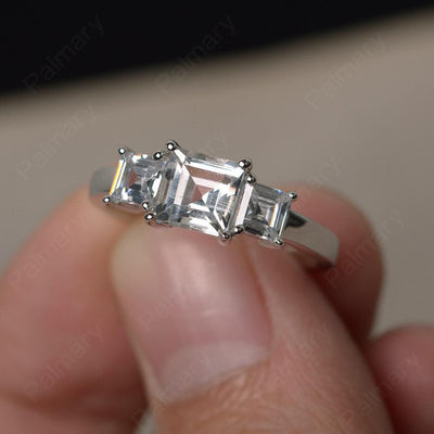 Three Stone White Topaz Promise Rings - Palmary