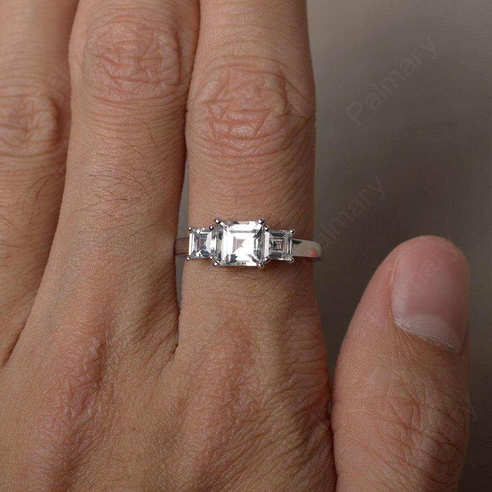 Three Stone White Topaz Promise Rings - Palmary