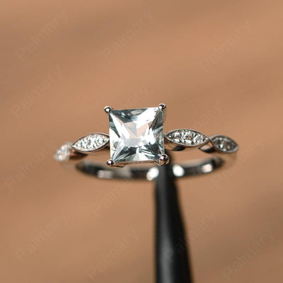 Princess Cut Aquamarine Rings - Palmary