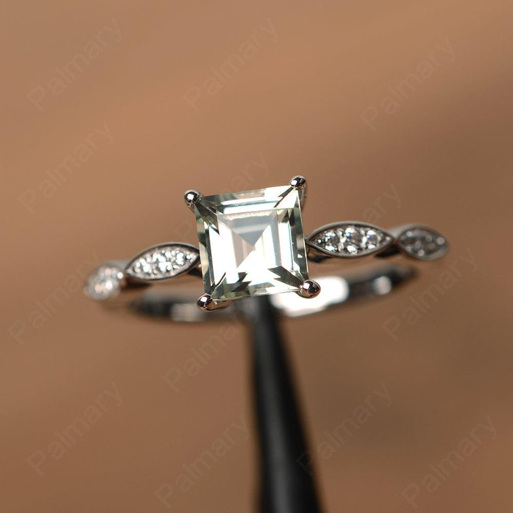 Square Cut Green Amethyst Rings - Palmary
