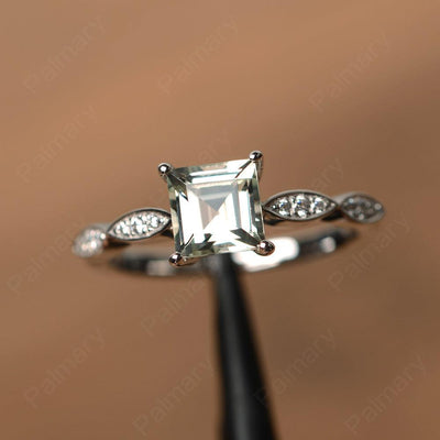 Square Cut Green Amethyst Rings - Palmary