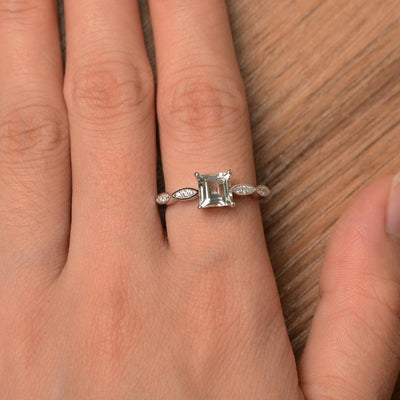 Square Cut Green Amethyst Rings - Palmary