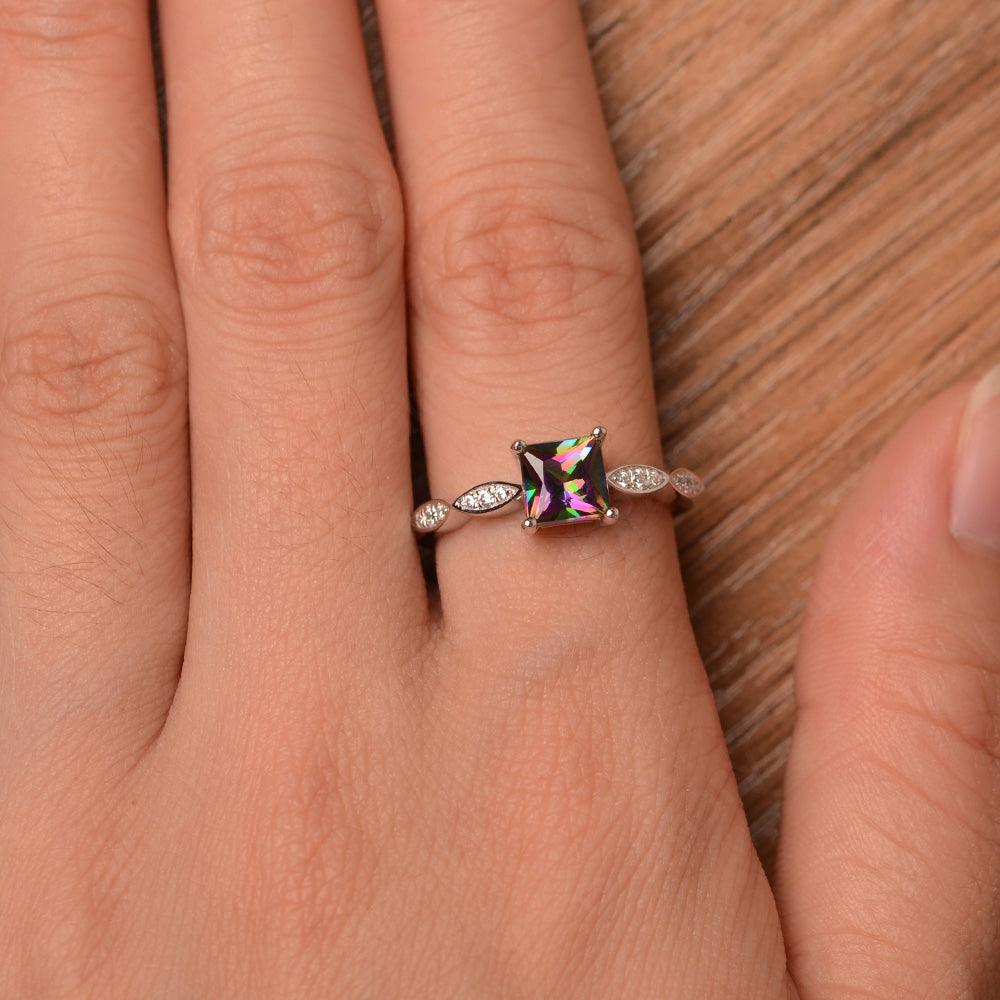 Princess Cut Mystic Topaz Rings - Palmary