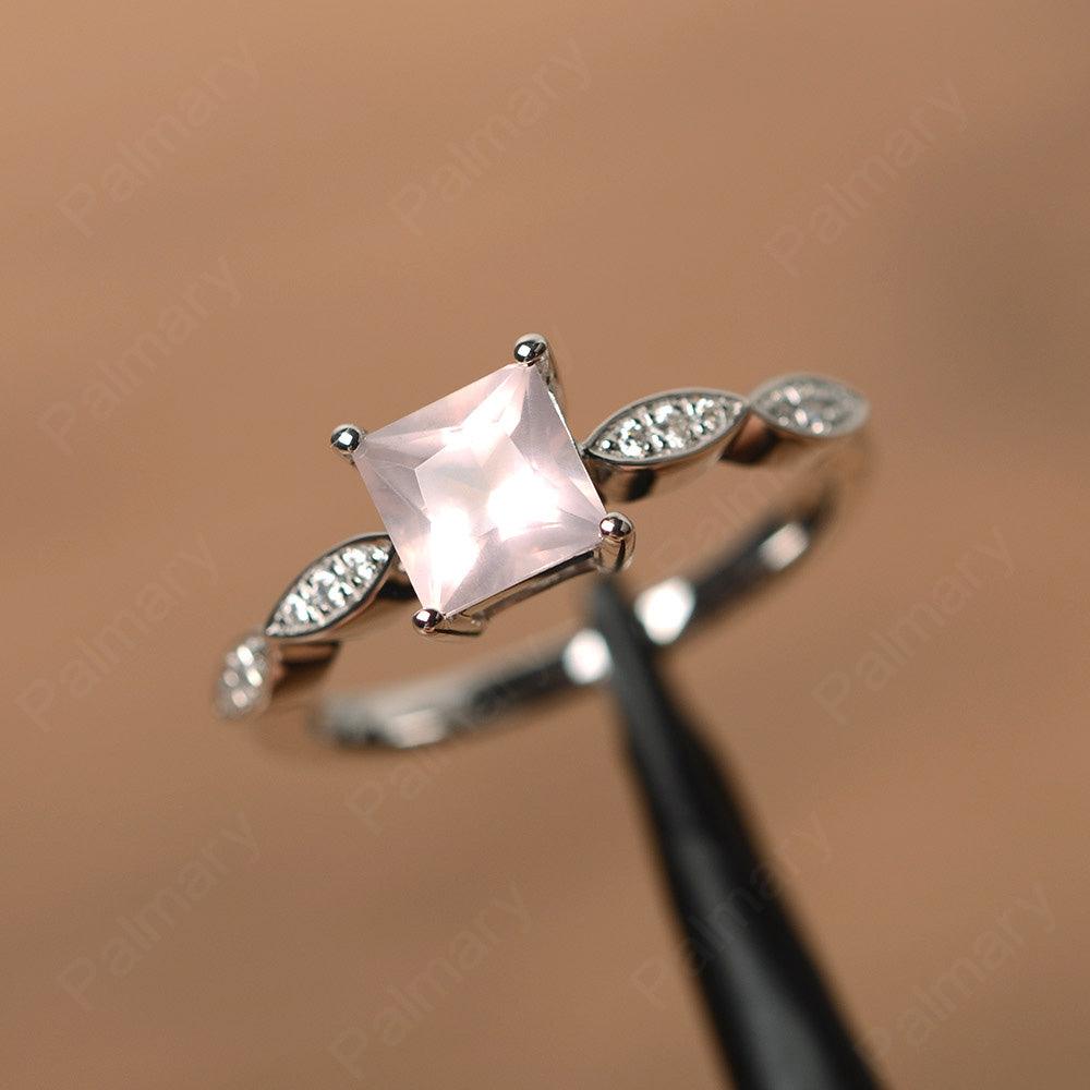 Princess Cut Rose Quartz Rings - Palmary