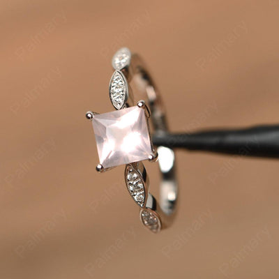 Princess Cut Rose Quartz Rings - Palmary