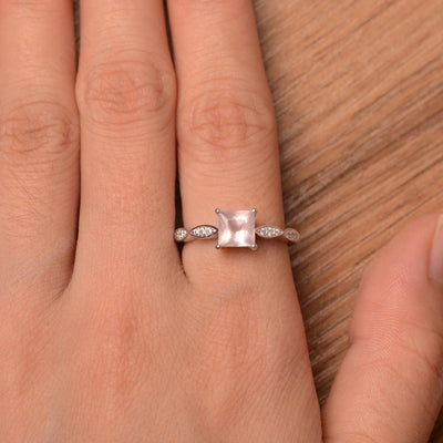 Princess Cut Rose Quartz Rings - Palmary