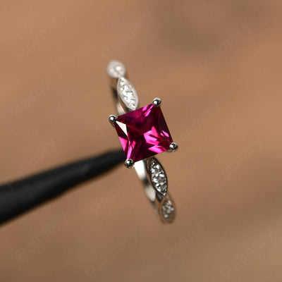 Princess Cut Ruby Rings - Palmary