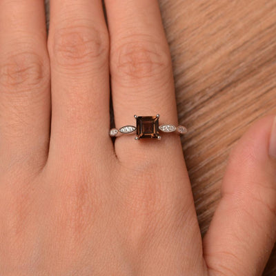 Square Cut Smoky Quartz  Rings - Palmary