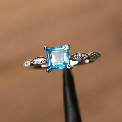 Square Cut Swiss Blue Topaz Rings - Palmary